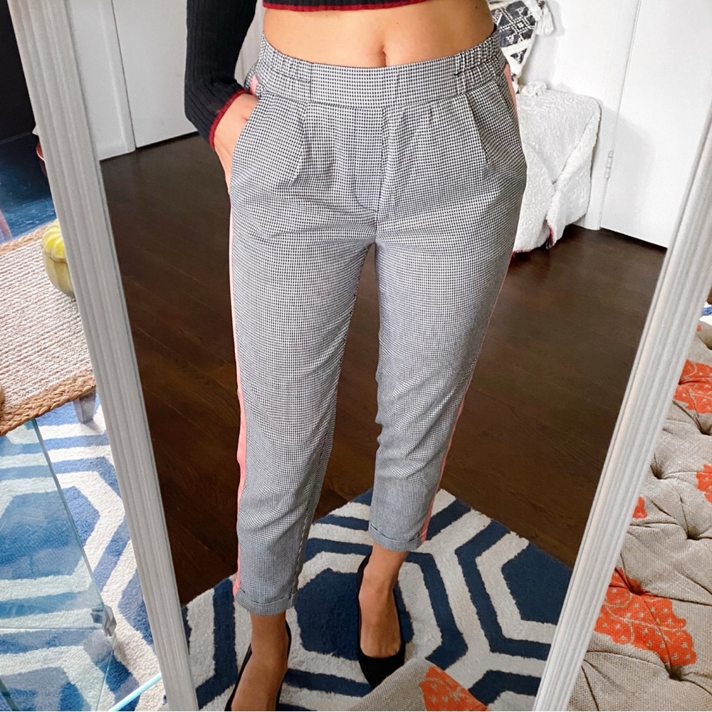 🖤 TALLY WEIJL BLACK WHITE PINK CHECKERED PAPAERBAG PANTS!